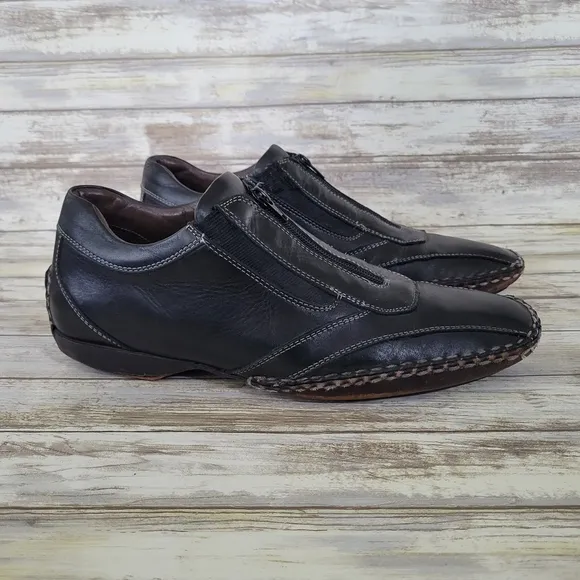 Bacco Bucci Christoff Leather Zippered Dressy Casual Loafers Men's Size 11 Black