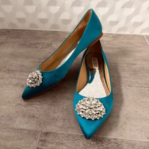 Badgley Mischka Davis Embellished Satin Flats Size 10