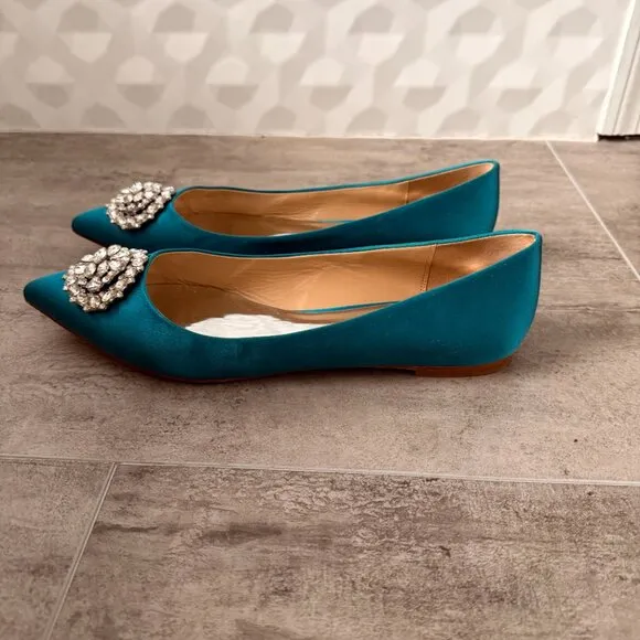 Badgley Mischka Davis Embellished Satin Flats Size 10
