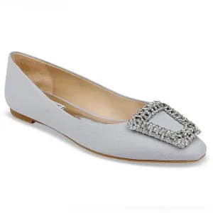 Badgley Mischka Emerie Slip On Embellished Evening Flats Silver Size 11