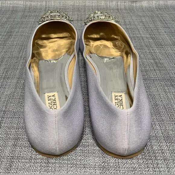 Badgley Mischka Emerie Slip On Embellished Evening Flats Silver Size 11