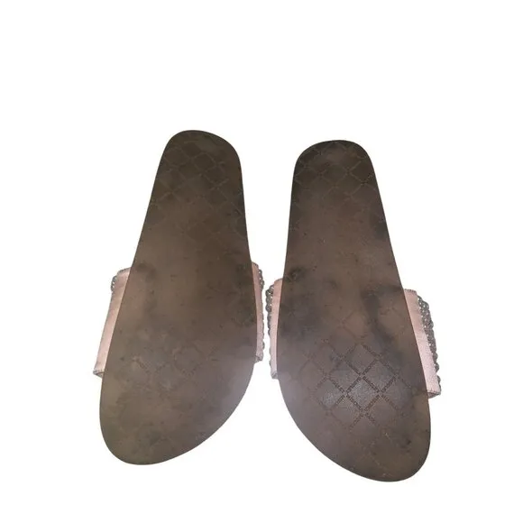 Badgley Mischka Florence Slides Pearl Sandal Flip Flop Nude Prom Bridal shoes co