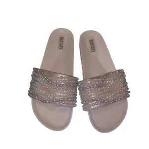 Badgley Mischka Florence Slides Pearl Sandal Flip Flop Nude Prom Bridal shoes co