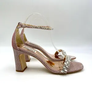 Badgley Mischka Women Rose Harriet Block Heel Open Toe Dress Sandal Heels 8.5