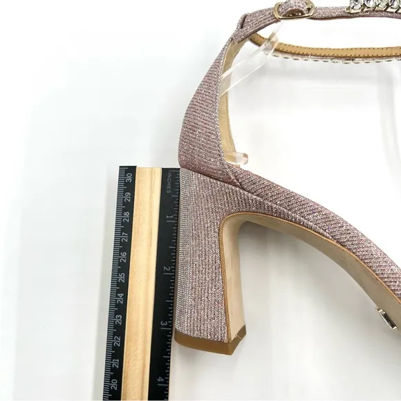 Badgley Mischka Women Rose Harriet Block Heel Open Toe Dress Sandal Heels 8.5