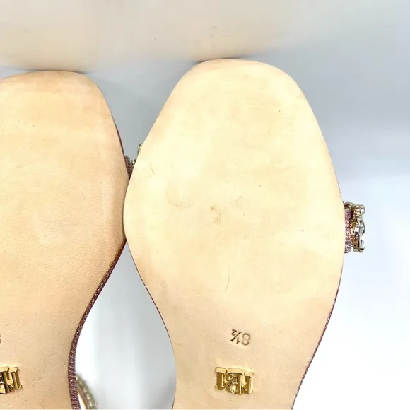 Badgley Mischka Women Rose Harriet Block Heel Open Toe Dress Sandal Heels 8.5