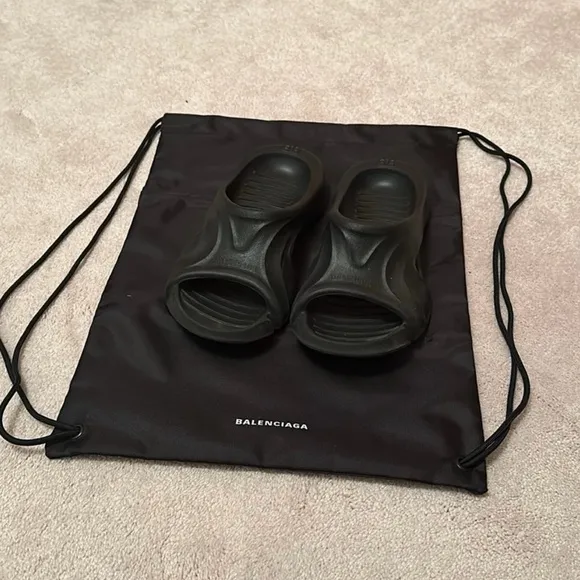 Balenciaga Black Slide Sandals