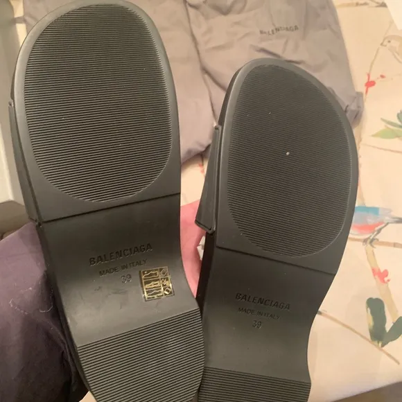 Balenciaga Black Slides with White Logo EU 39C US 8.5
