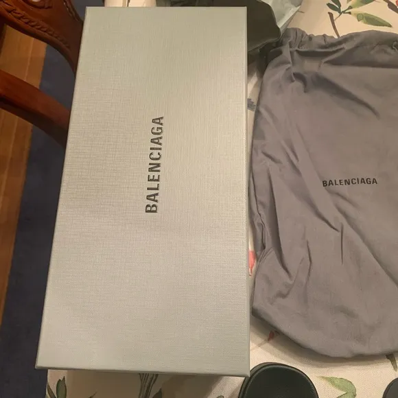 Balenciaga Black Slides with White Logo EU 39C US 8.5
