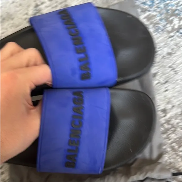 Balenciaga Blue and Black Slides