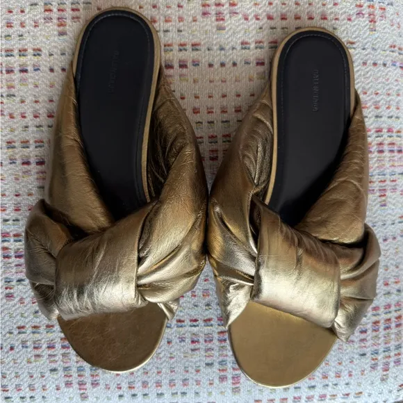 Balenciaga Gold Women's Slide Sandals