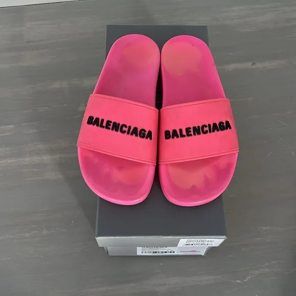 Balenciaga Hot Pink Slide Sandals 8