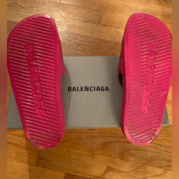 Balenciaga Pink Monogram Slide Sandals Sz37.5 excellent condition
