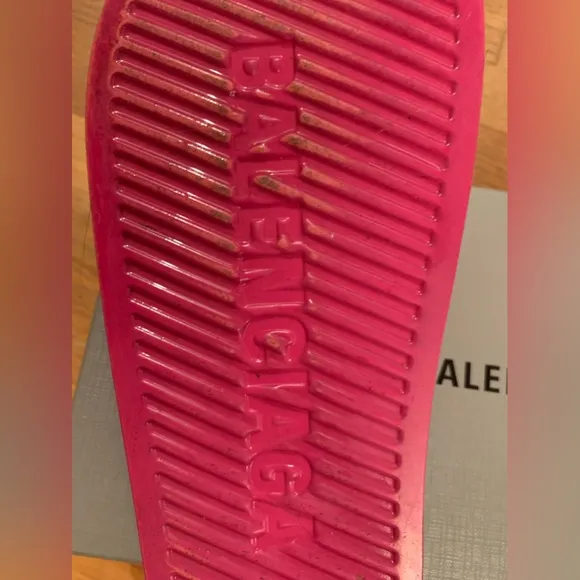 Balenciaga Pink Monogram Slide Sandals Sz37.5 excellent condition