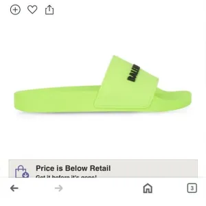 BALENCIAGA Pool Slide logo detailed rubber slides lime size 7 NWT in box