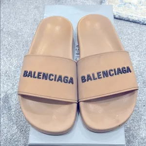 Balenciaga Tan Slides Size 38