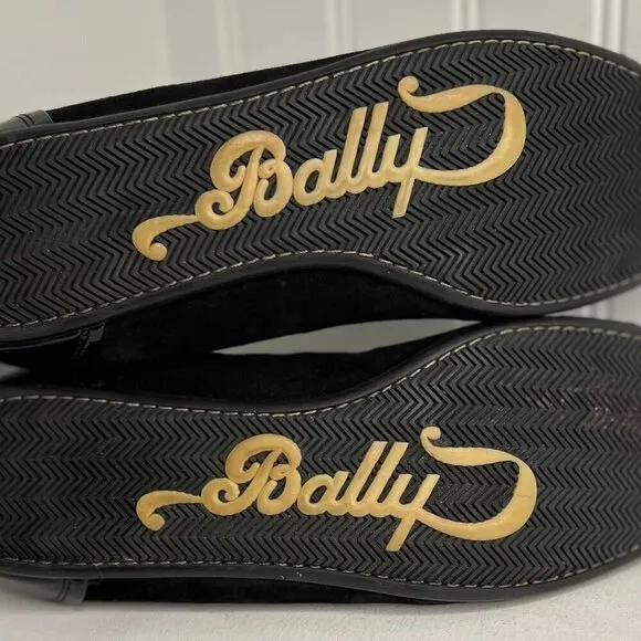 Bally - Black Suede Flats w/ Patent Leather Trim Sz 10