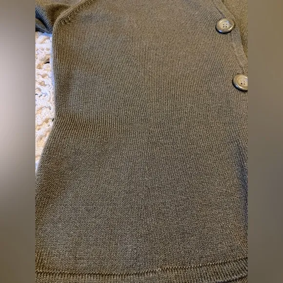 Banana Republic Black Label Cardigan &amp; Mini Skirt Sweater Set Wool Blend Olive