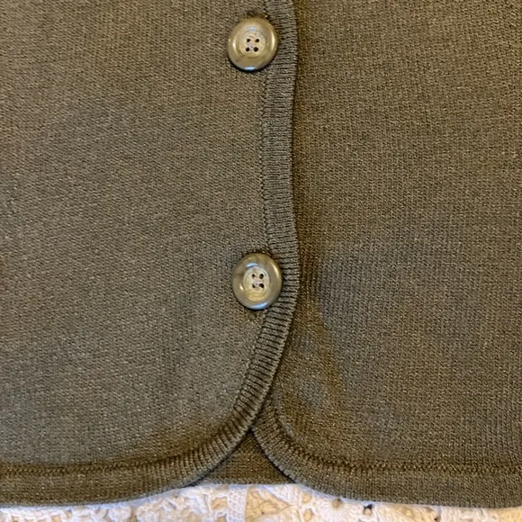 Banana Republic Black Label Cardigan &amp; Mini Skirt Sweater Set Wool Blend Olive