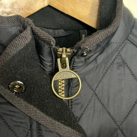 BARBOUR Calvary Polarquilt Quilted Jacket Black Sz 4 Small $290