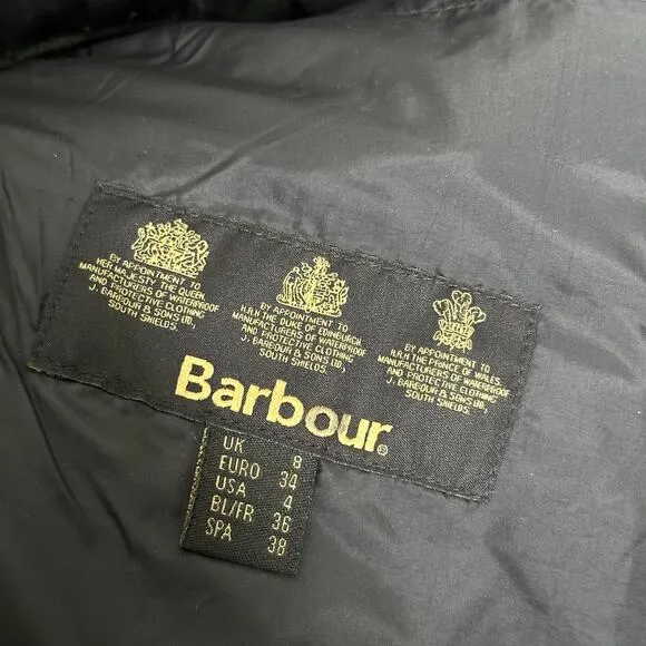 BARBOUR Calvary Polarquilt Quilted Jacket Black Sz 4 Small $290