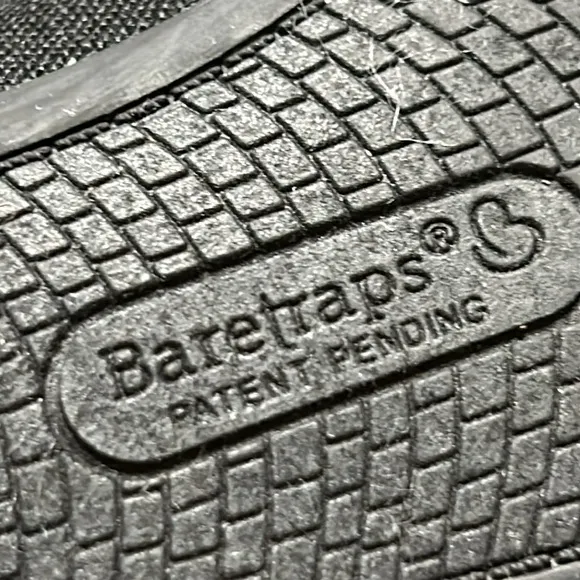 Baretraps Posture   black textile flats with brown buckle. Size 8.5.