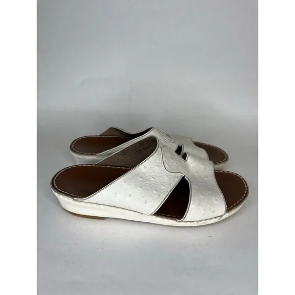 Barjeel Sandals Slides Women Size 7.5 White Leather Comfort Walking
