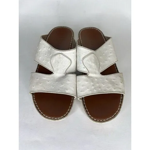 Barjeel Sandals Slides Women Size 7.5 White Leather Comfort Walking