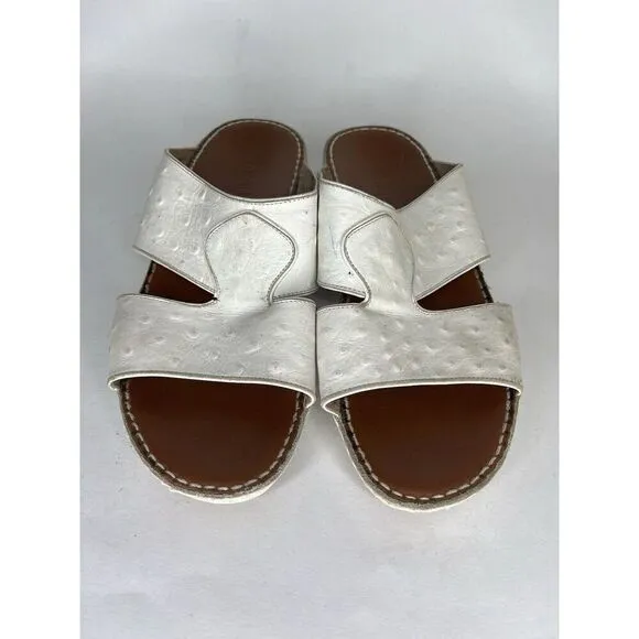 Barjeel Sandals Slides Women Size 7.5 White Leather Comfort Walking