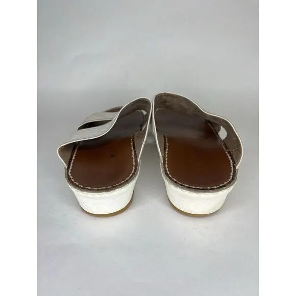 Barjeel Sandals Slides Women Size 7.5 White Leather Comfort Walking