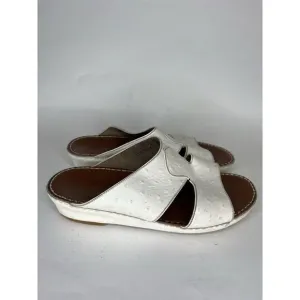 Barjeel Sandals Slides Women Size 7.5 White Leather Comfort Walking
