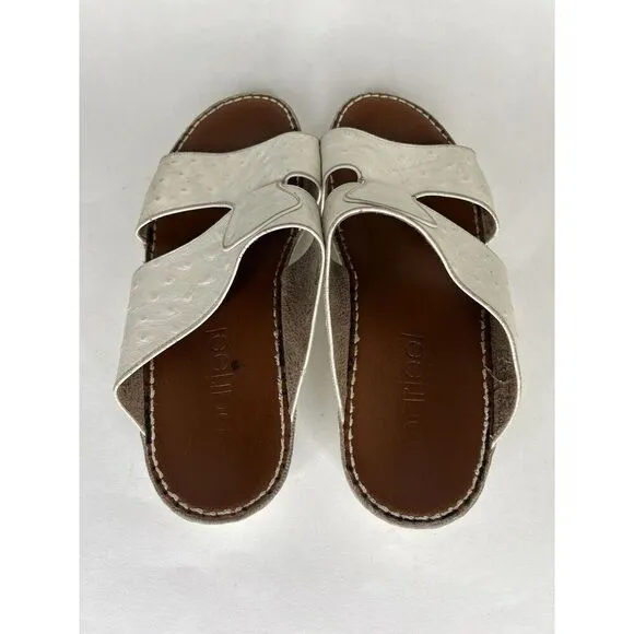 Barjeel Sandals Slides Women Size 7.5 White Leather Comfort Walking