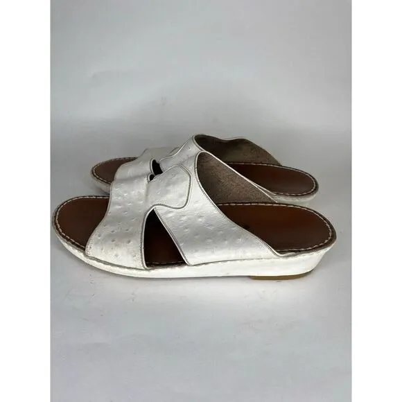 Barjeel Sandals Slides Women Size 7.5 White Leather Comfort Walking