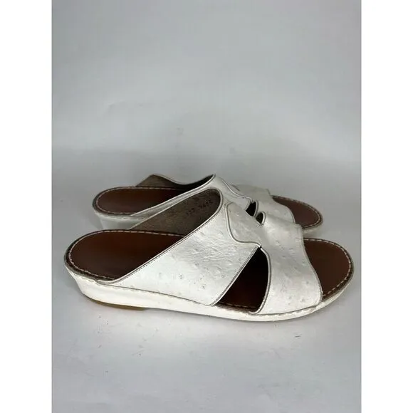 Barjeel Sandals Slides Women Size 7.5 White Leather Comfort Walking