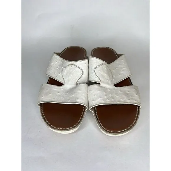 Barjeel Sandals Slides Women Size 7.5 White Leather Comfort Walking