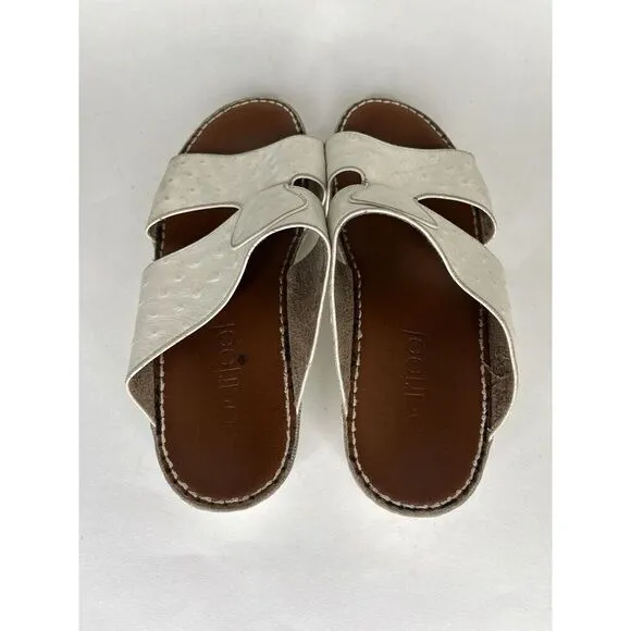 Barjeel Sandals Slides Women Size 7.5 White Leather Comfort Walking