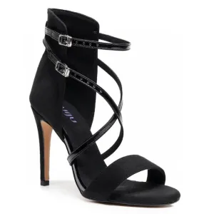 Barju Open Toe High Back Heeled Sandals in Black 3” Flared Heel Height Size 9 US