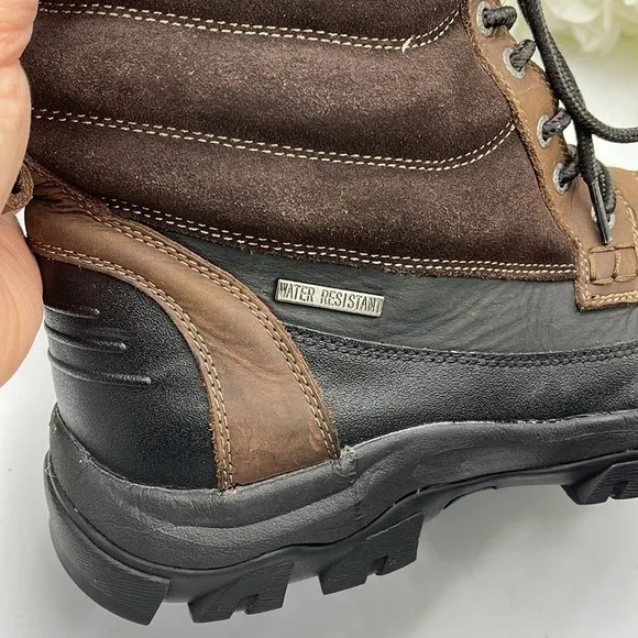 Bass Men’s Boots Quebec Water Resistant Winter Leather Sherpa Lined Brown 11M