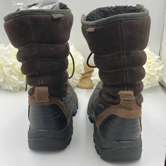 Bass Men’s Boots Quebec Water Resistant Winter Leather Sherpa Lined Brown 11M