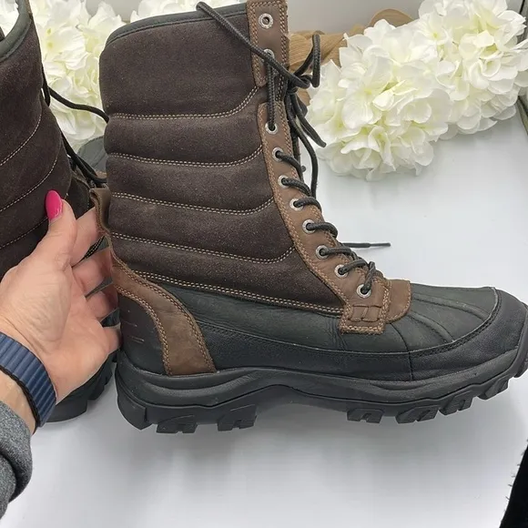 Bass Men’s Boots Quebec Water Resistant Winter Leather Sherpa Lined Brown 11M