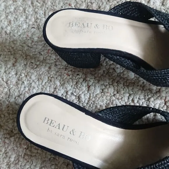 Beau &amp; Ro by Sara Rossi black slide sandals size 36.5
