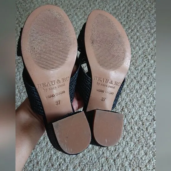 Beau &amp; Ro by Sara Rossi black slide sandals size 36.5