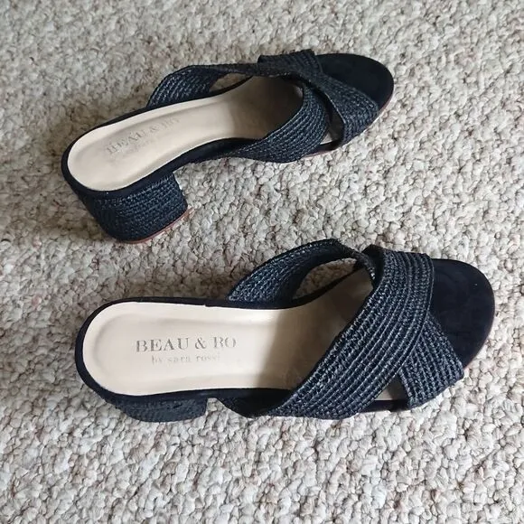 Beau &amp; Ro by Sara Rossi black slide sandals size 36.5