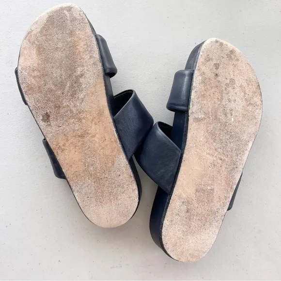 Beautiisoles Double-Strap Slide Sandals in Navy Blue