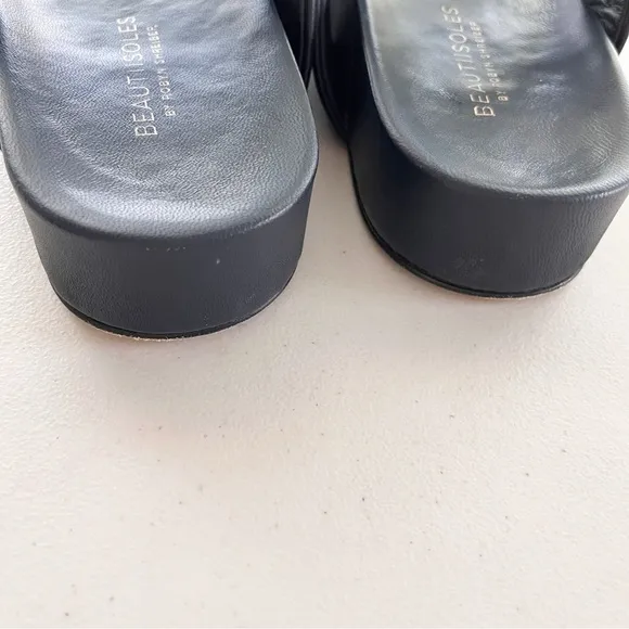 Beautiisoles Double-Strap Slide Sandals in Navy Blue