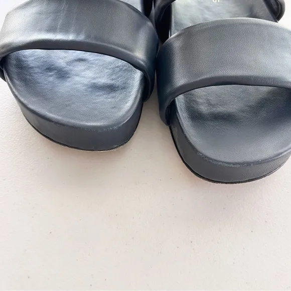 Beautiisoles Double-Strap Slide Sandals in Navy Blue
