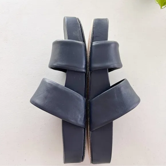 Beautiisoles Double-Strap Slide Sandals in Navy Blue