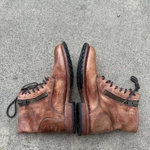 Bed Stu TACTIC TREK Tan rustic moto leather biker boots ladies size 8