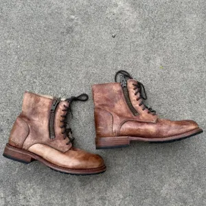 Bed Stu TACTIC TREK Tan rustic moto leather biker boots ladies size 8