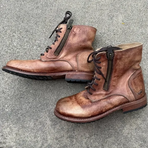 Bed Stu TACTIC TREK Tan rustic moto leather biker boots ladies size 8